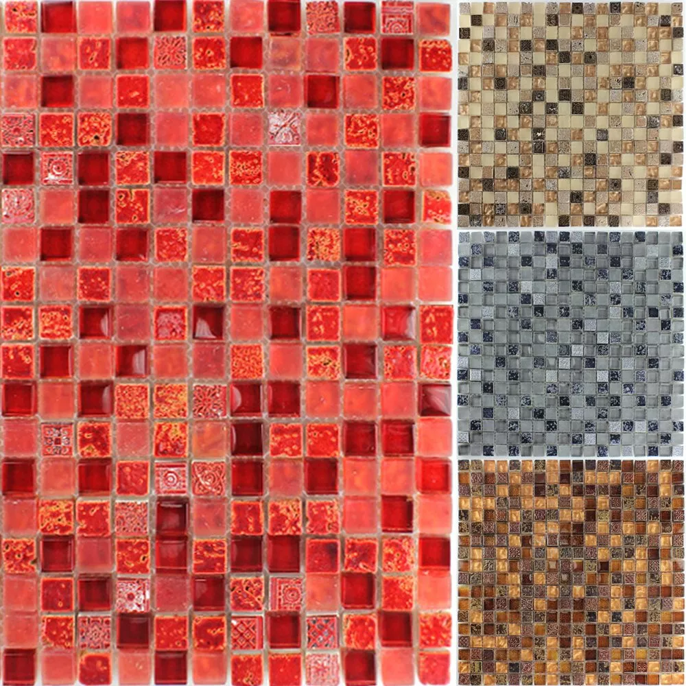 Mønster fra Mosaikkfliser Escimo Glass Naturstein Mix