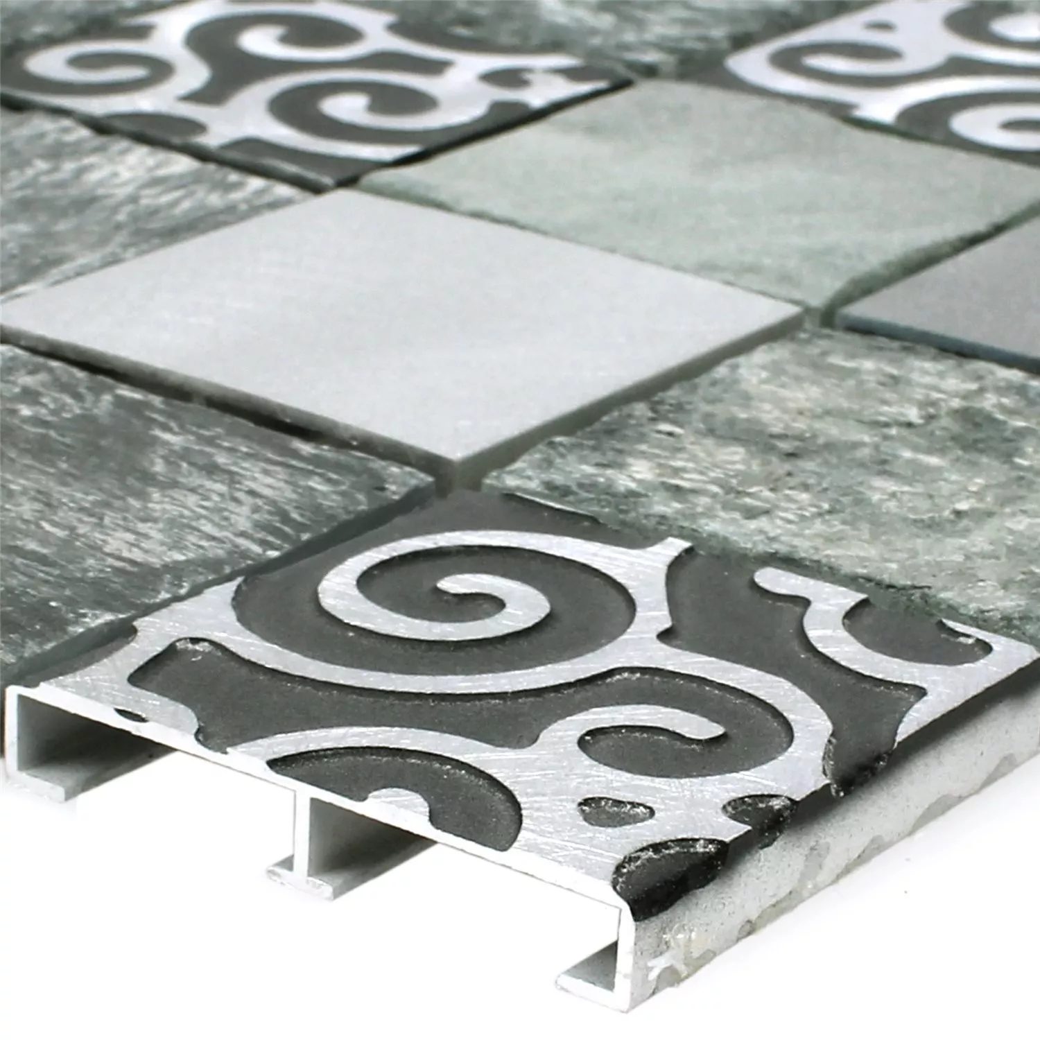 Mozaïektegels Glas Natuursteen Aluminium Valdivia Grijs
