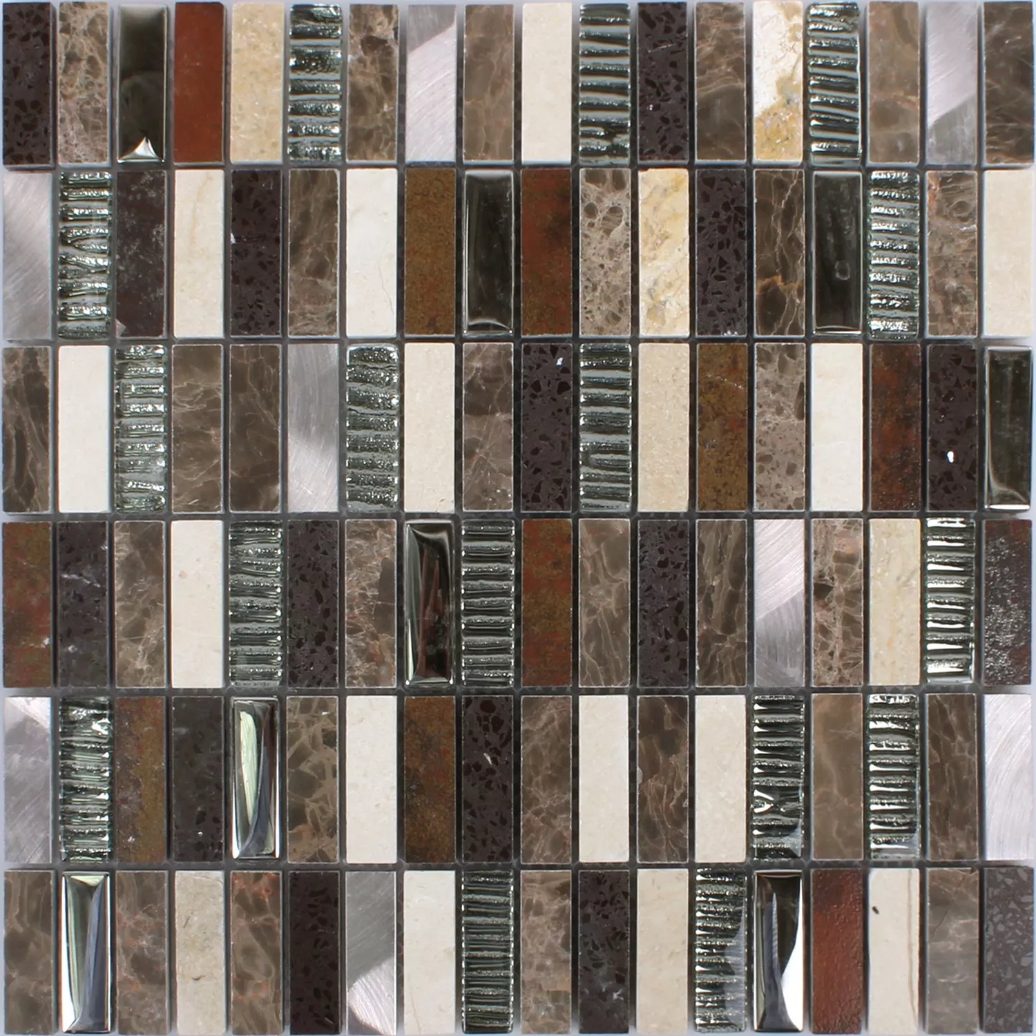 Métal Verre Pierre Naturelle Mosaïque Carrelage Acadia Beige Brun