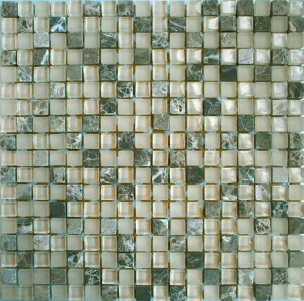 Mozaik Pločice Stakleni Mramor 15x15x8mm Bež Mješavina