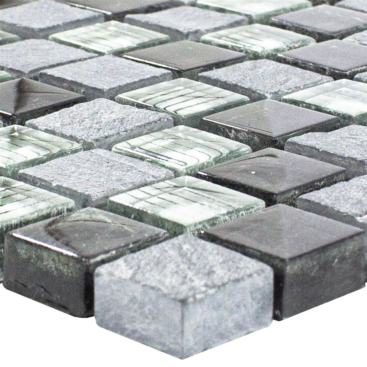 Sample Mosaic Tiles Glass Natural Stone Lincoln Grey Silver