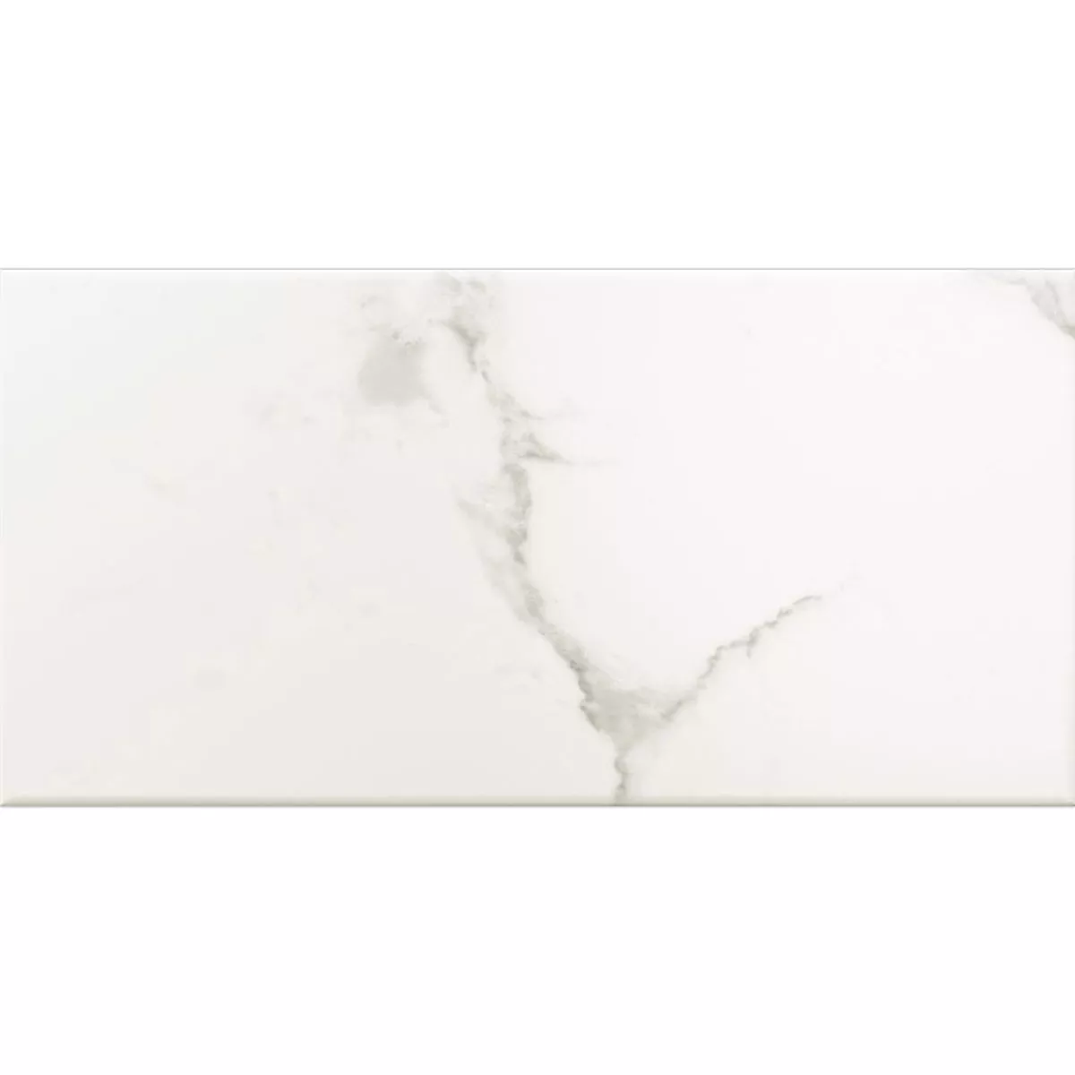 Metro Wandfliesen Girona Marmoroptik Weiß Matt 10x20cm