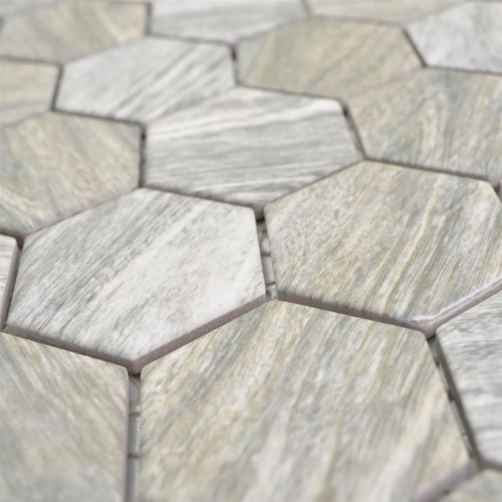 Céramique Mosaïque Duponti Hexagone Imitation Bois Gris