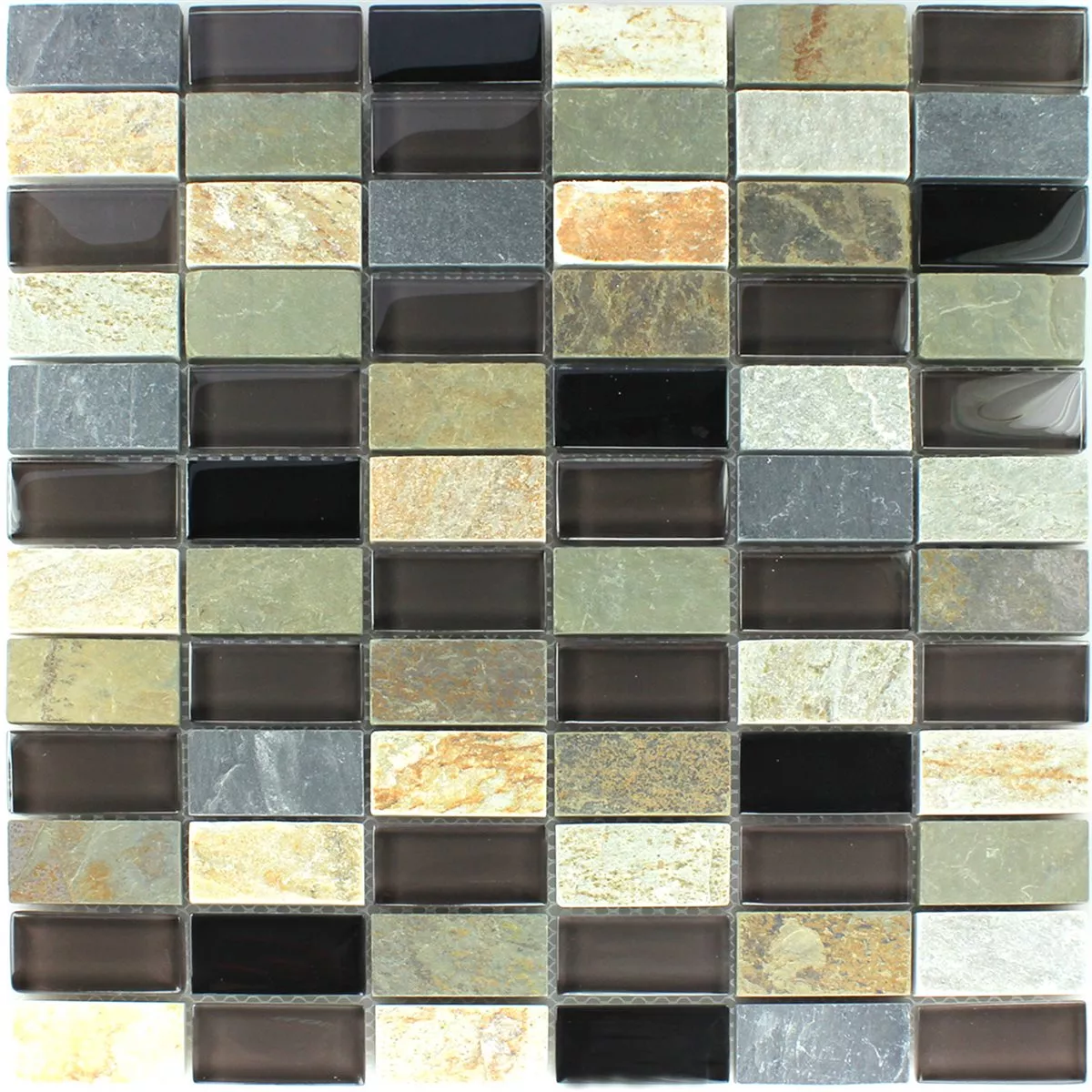 Mosaik Glas Marmor Brun Mix 25x50x8mm