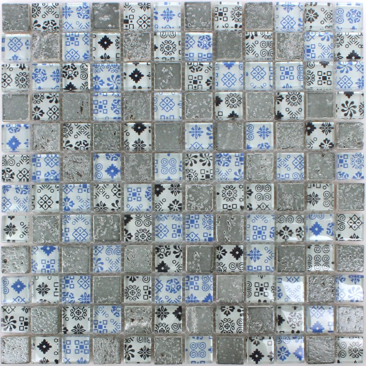 Mozaik Csempe Gyanta Üveg Belmont Kék Ezüst