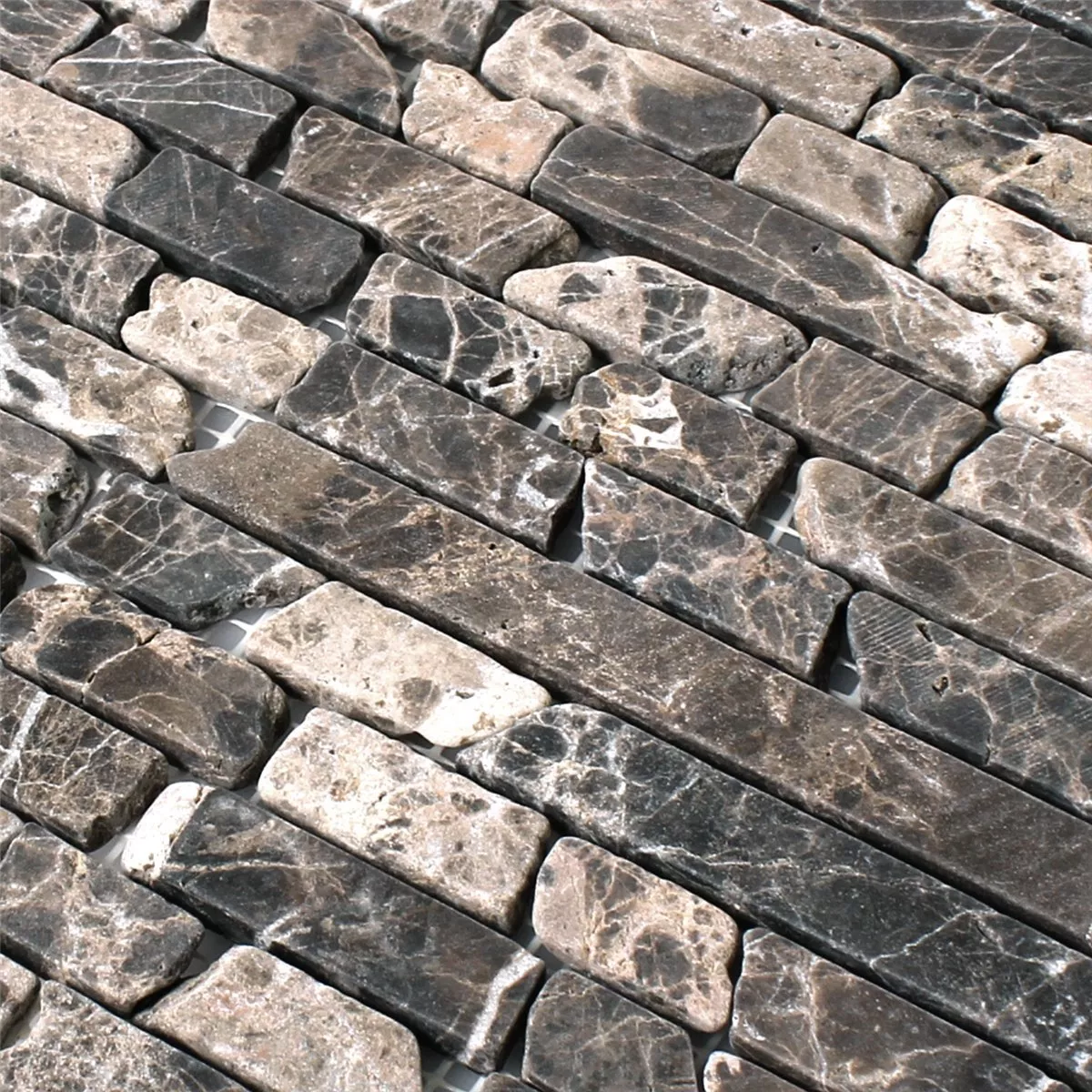 Mosaic Tiles Marble Natural Stone Impala Brown Flamed