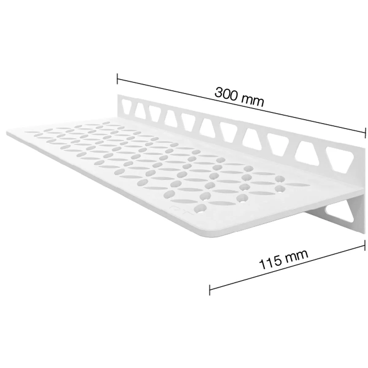 Prateleira de chuveiro prateleira de parede Schlüter retângulo 30x11,5cm floral branco