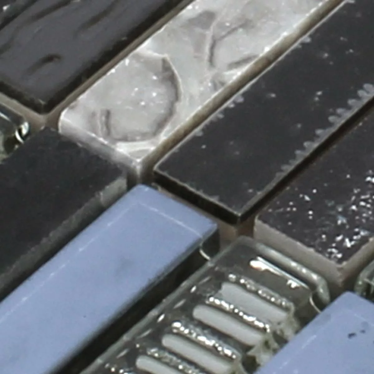 Sample Mozaïektegel Metaal Glas Natuursteen Zwart Mix