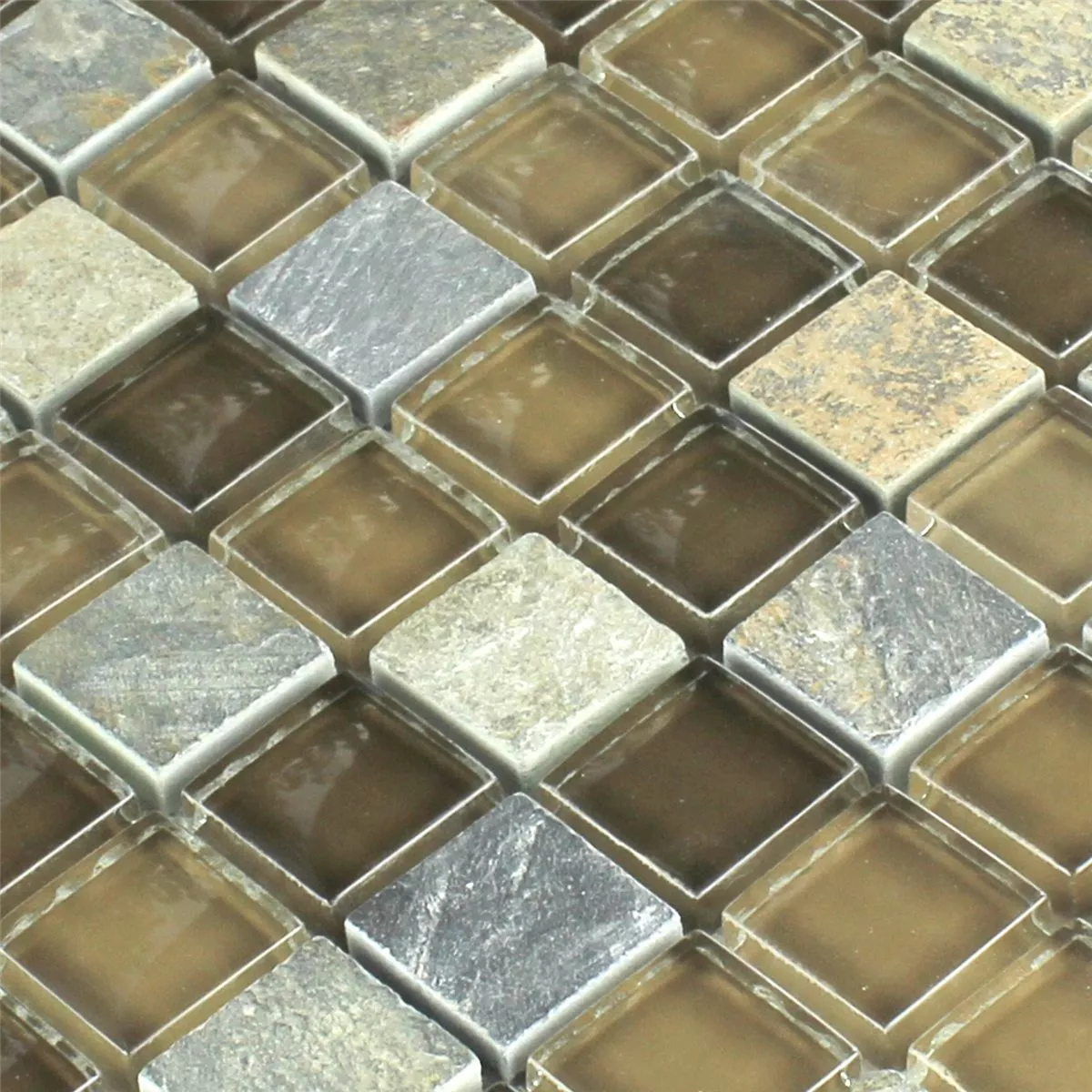 Mozaik Csempe Természetes Kő Üveg Mocca