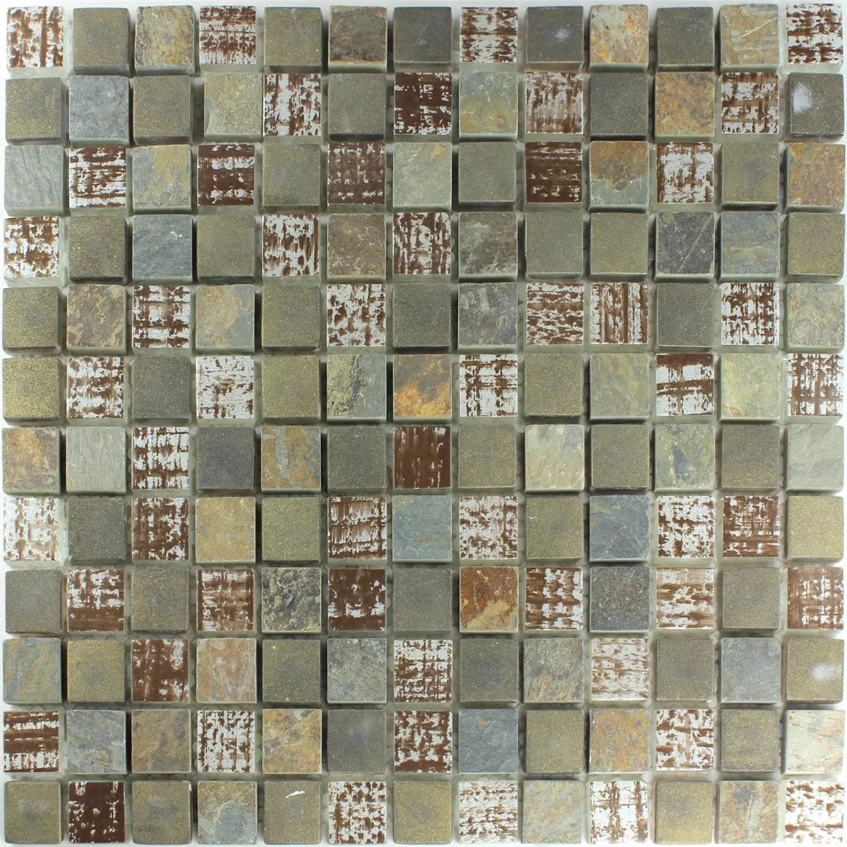Azulejo Mosaico Quartzito Vidro Ferrugem