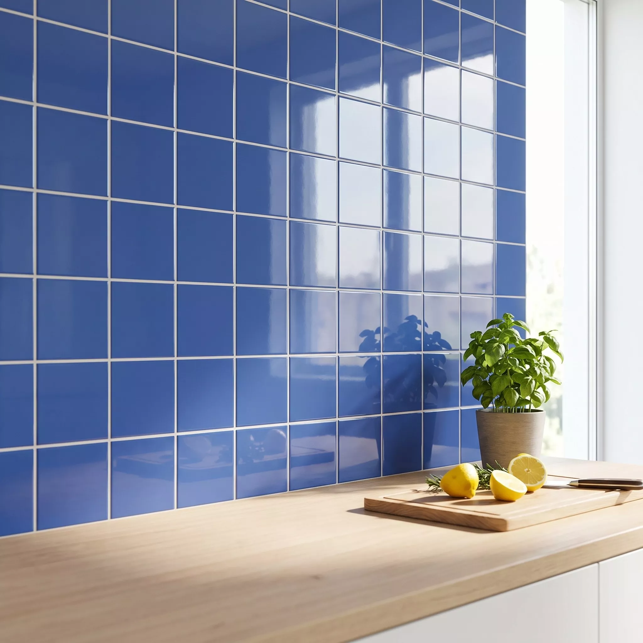 Metro tile Blue Glossy 15x15 cm Without Facet Miona Mar