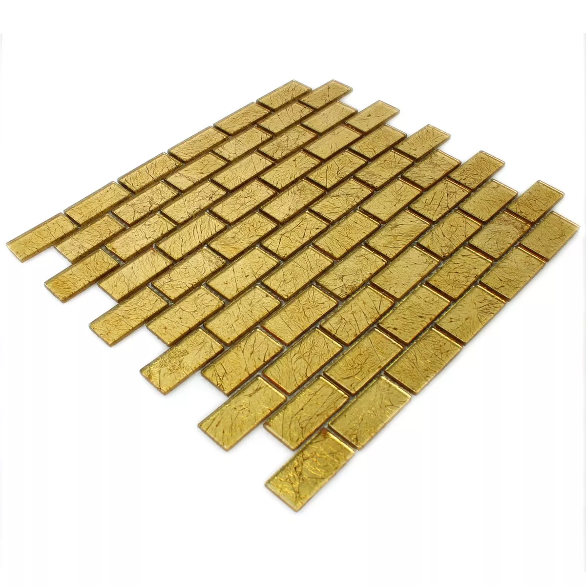 Mozaik Csempe Üveg Brick Kristály Arany Strukturált