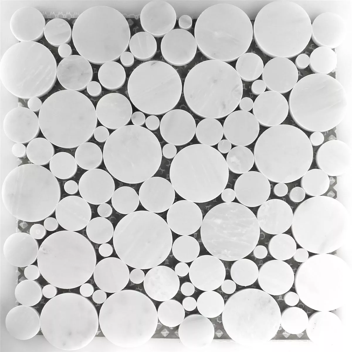 Muster von Mosaikfliesen Marmor Marimar Rund Weiss Poliert