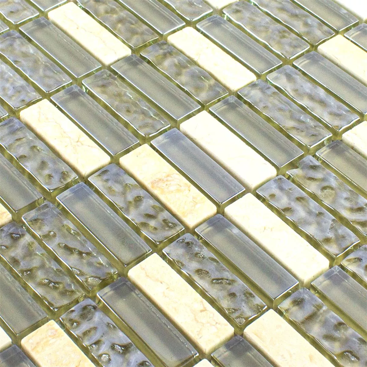 Muster von Glas Naturstein Mosaikfliese Mantra Beige