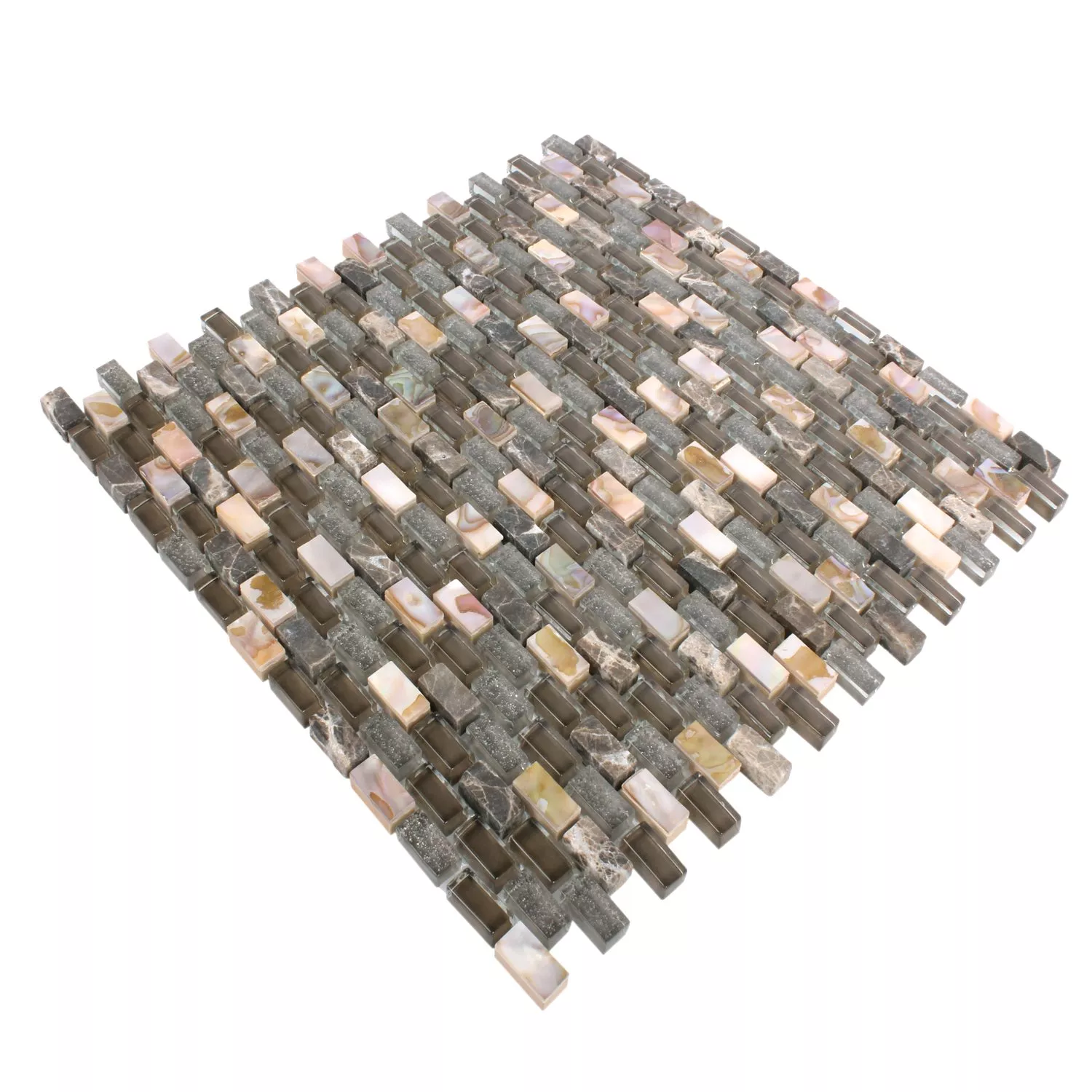 Sample Mosaic Tiles Shell Glass Natural Stone Jasmina Dark Brown