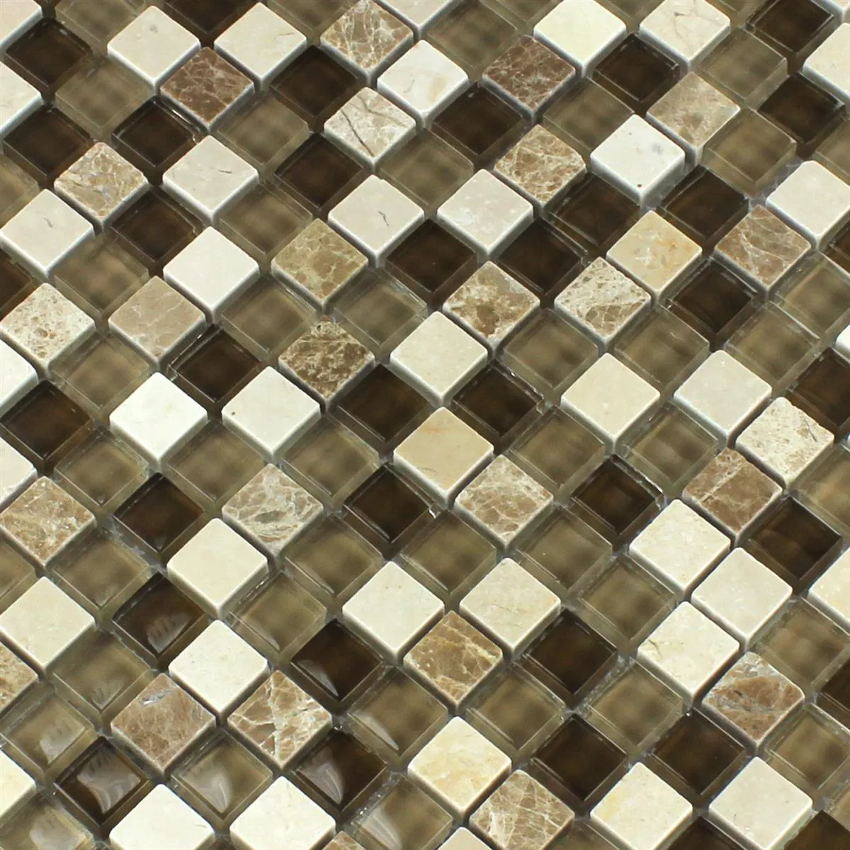 Plăci De Mozaic Sticlă Marmură Maro Bej 15x15x8mm