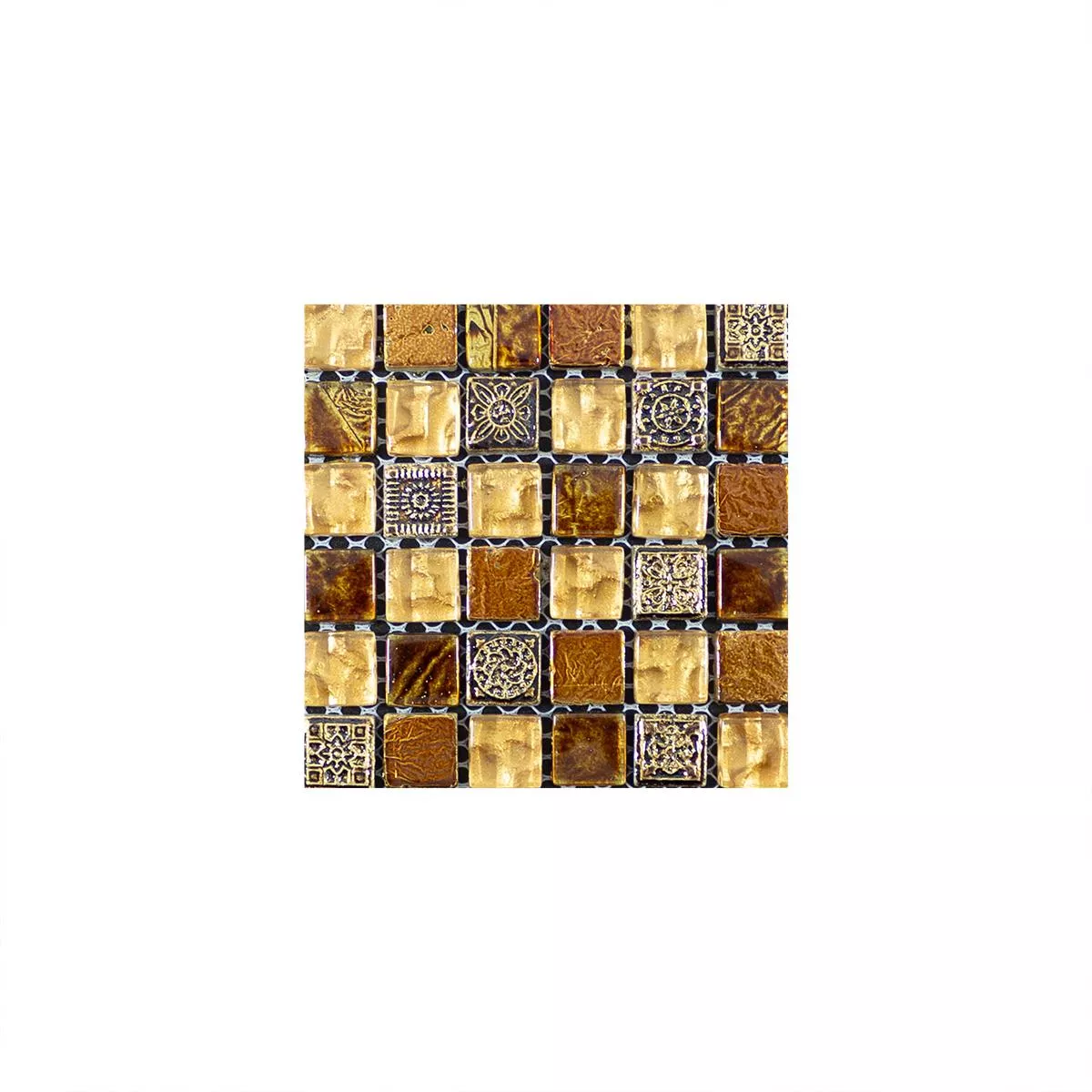 Amostra Vidro Mármore Azulejo Mosaico Majestic Marrom Ouro