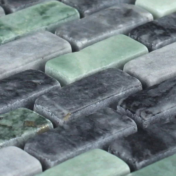 Mosaik Marmor Brick Jade Svart Grön
