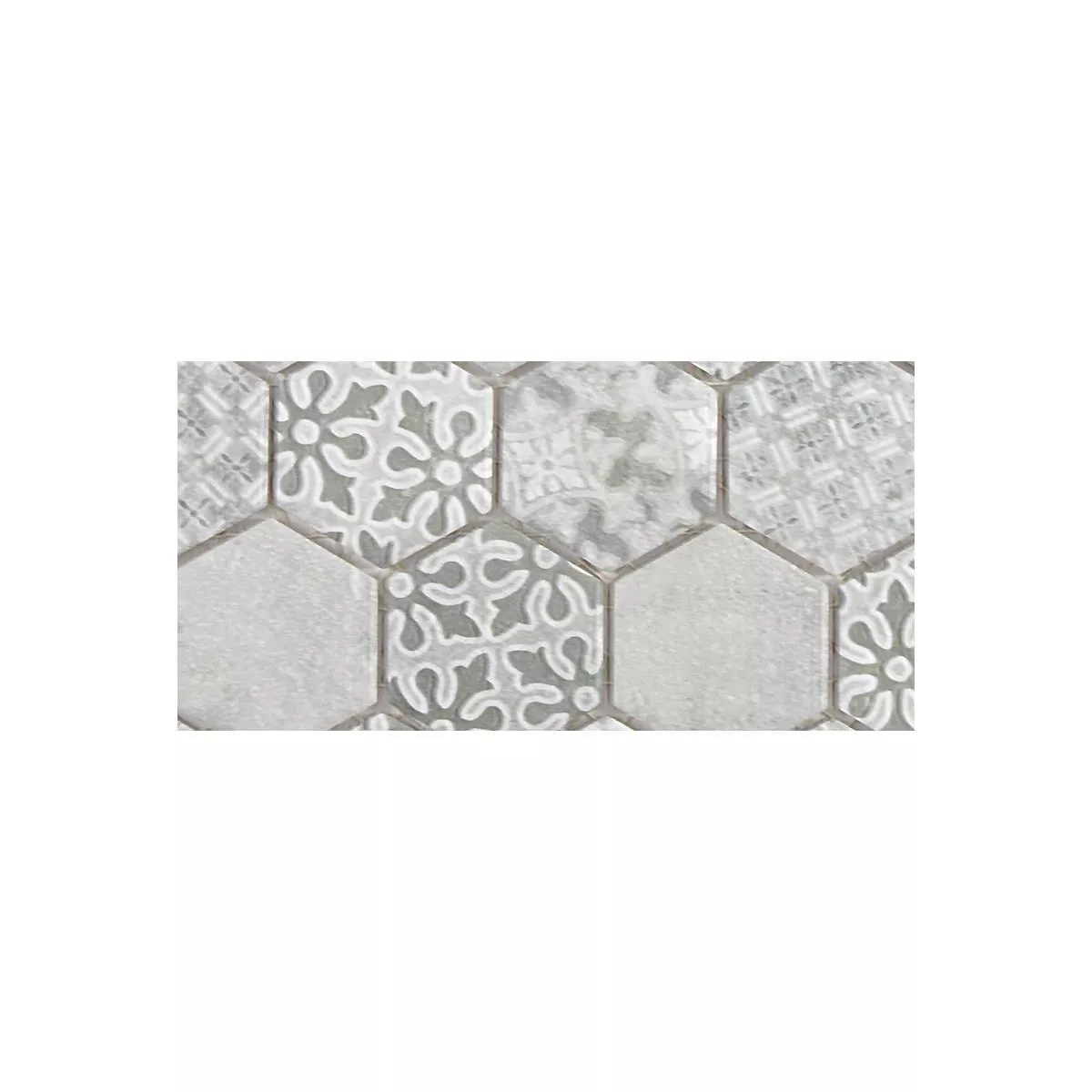 Sample Ceramic Mosaic Retro Tiles Lawinia Hexagon Grey