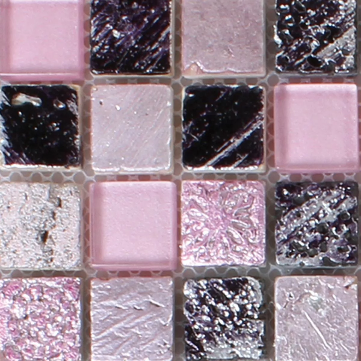 Padrão de Azulejo Mosaico Vidro Resina Pedra Natural Rosa Mix