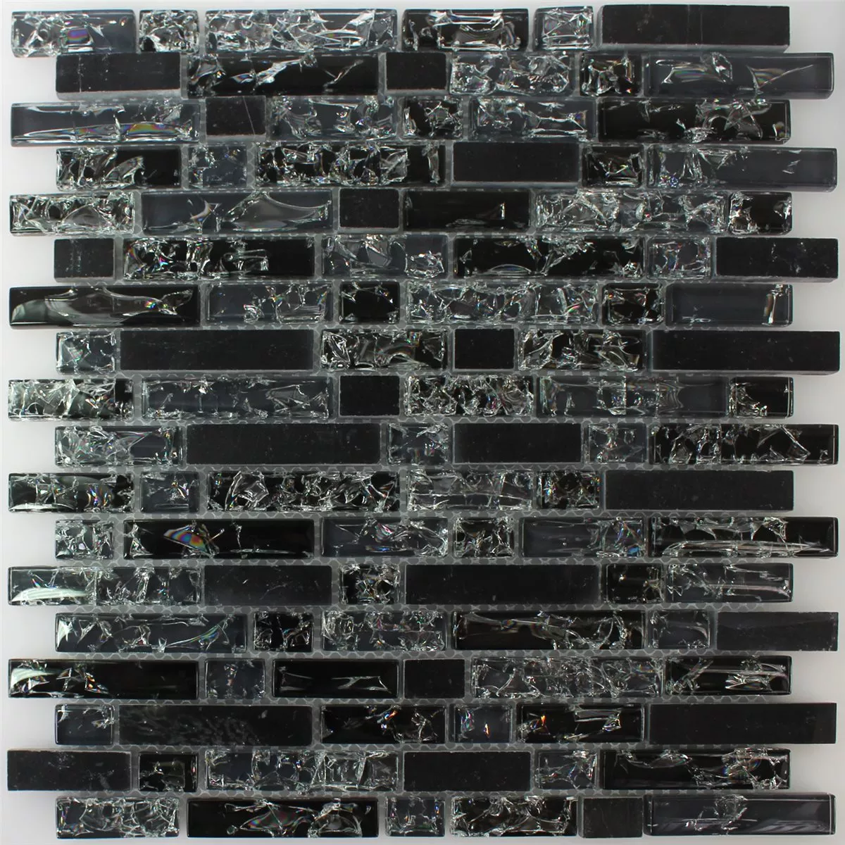 Model din Plăci De Mozaic Sticlă Piatră Naturală Sticlă Spartă Negru