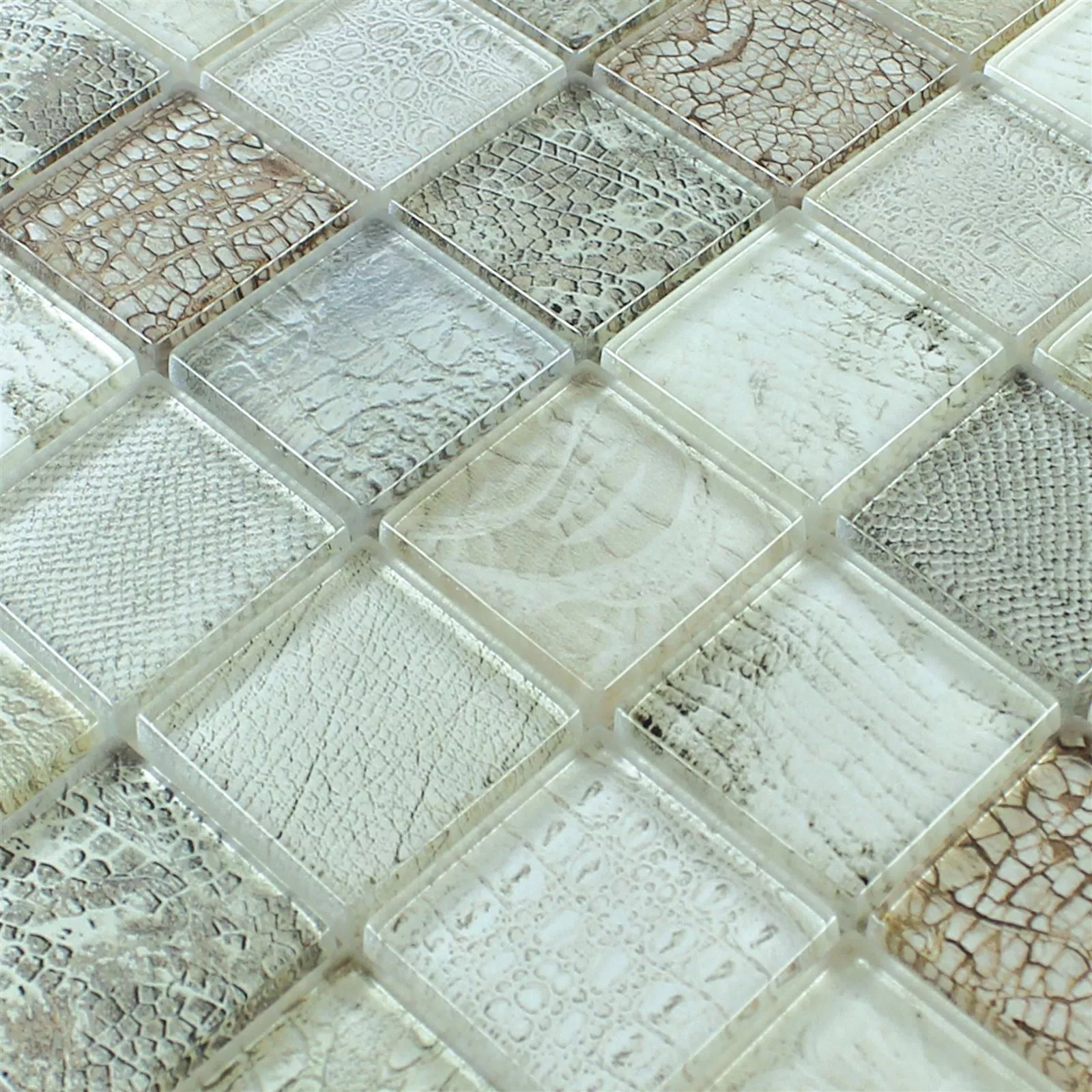Mosaico De Vidro Azulejos Python Bege