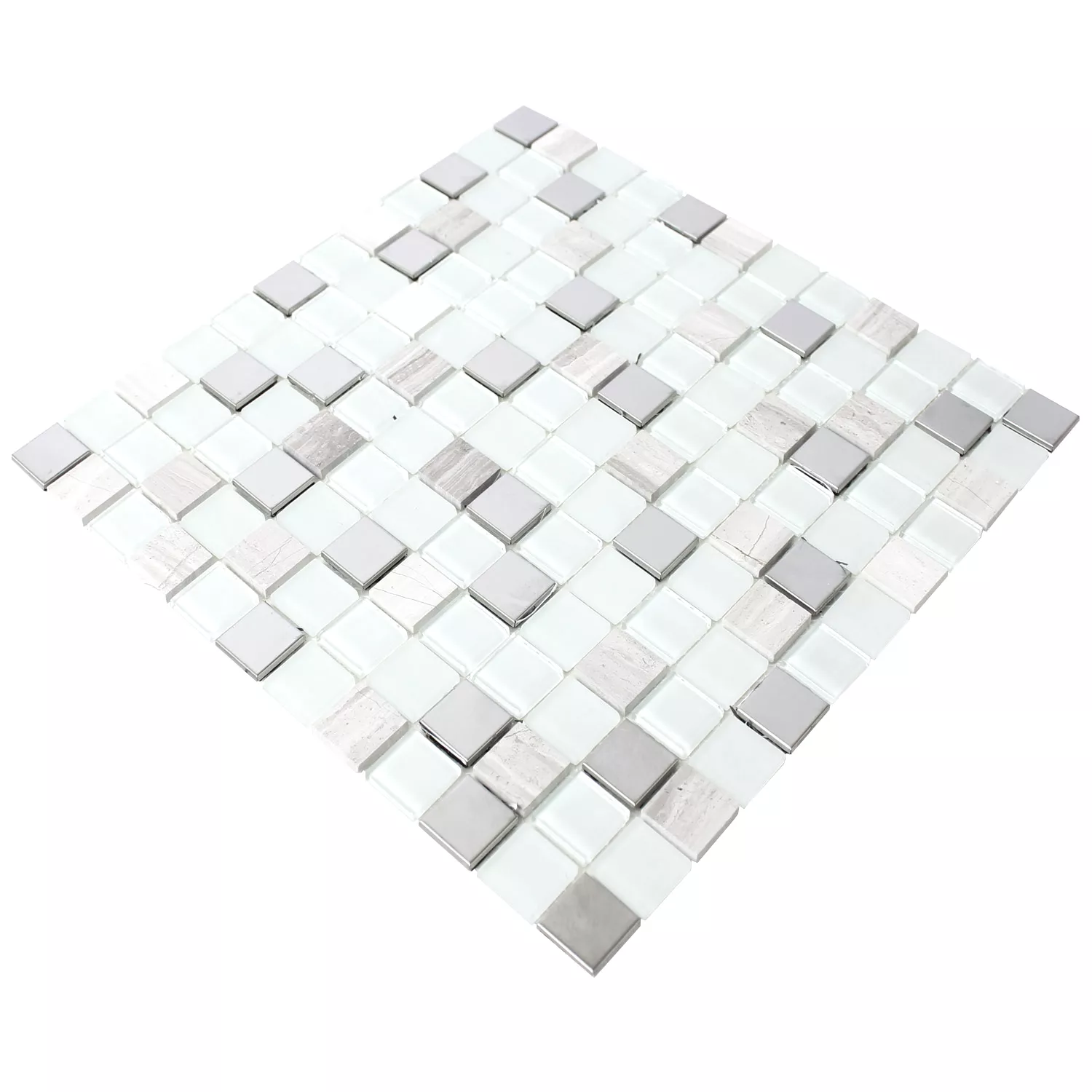 Samoprzylepny Metal Kamień Mozaika Szkło Biały