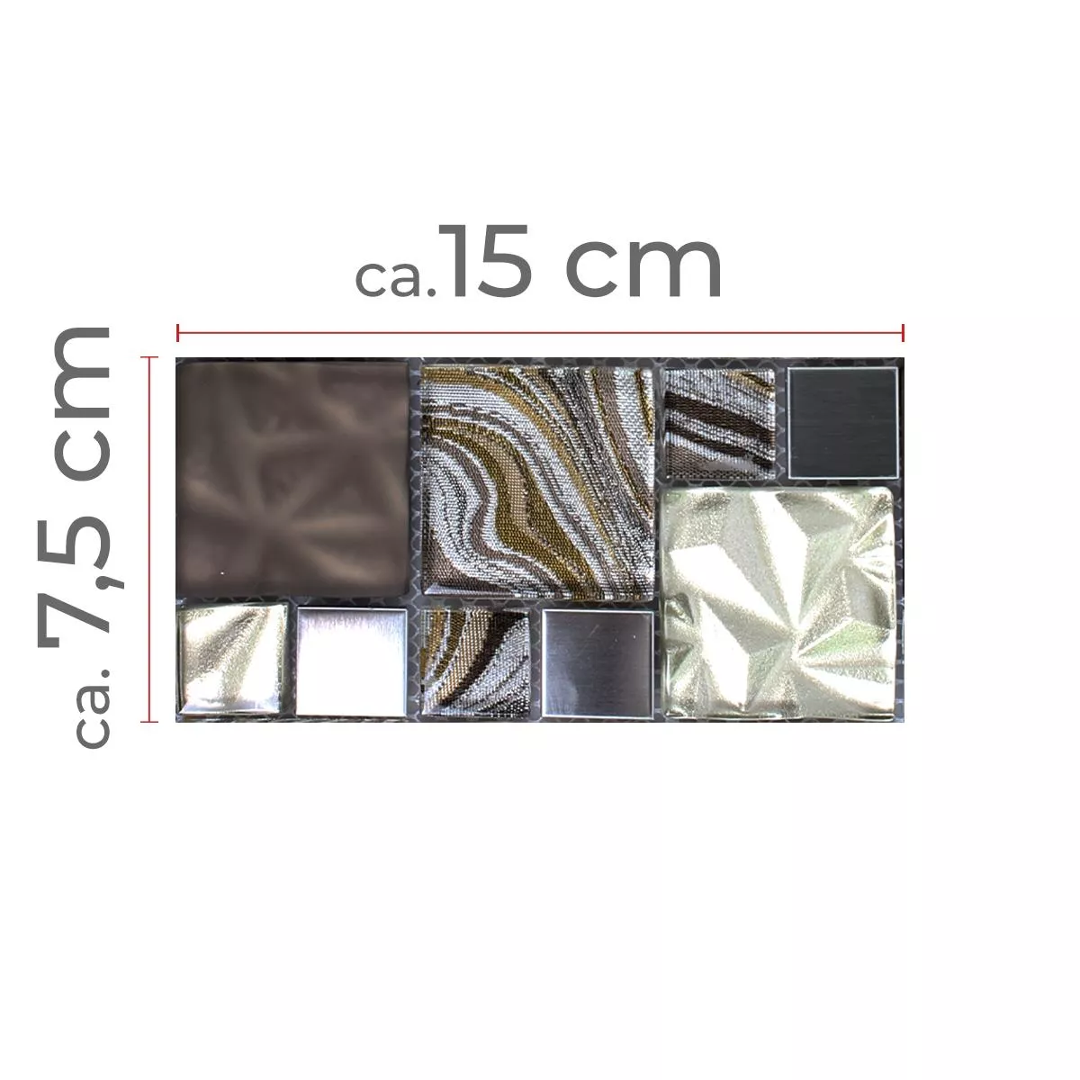 Sample Glas Metall Stainless Steel Mosaic Tiles Zadar Beige Brown