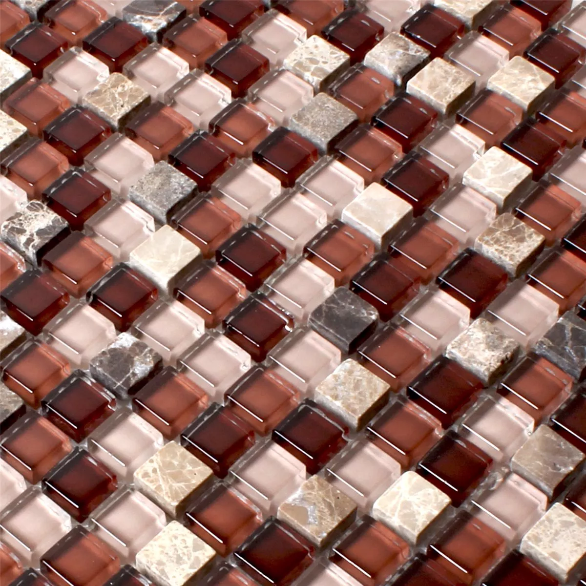 Mozaika Szkło Marmur Brązowy Mix