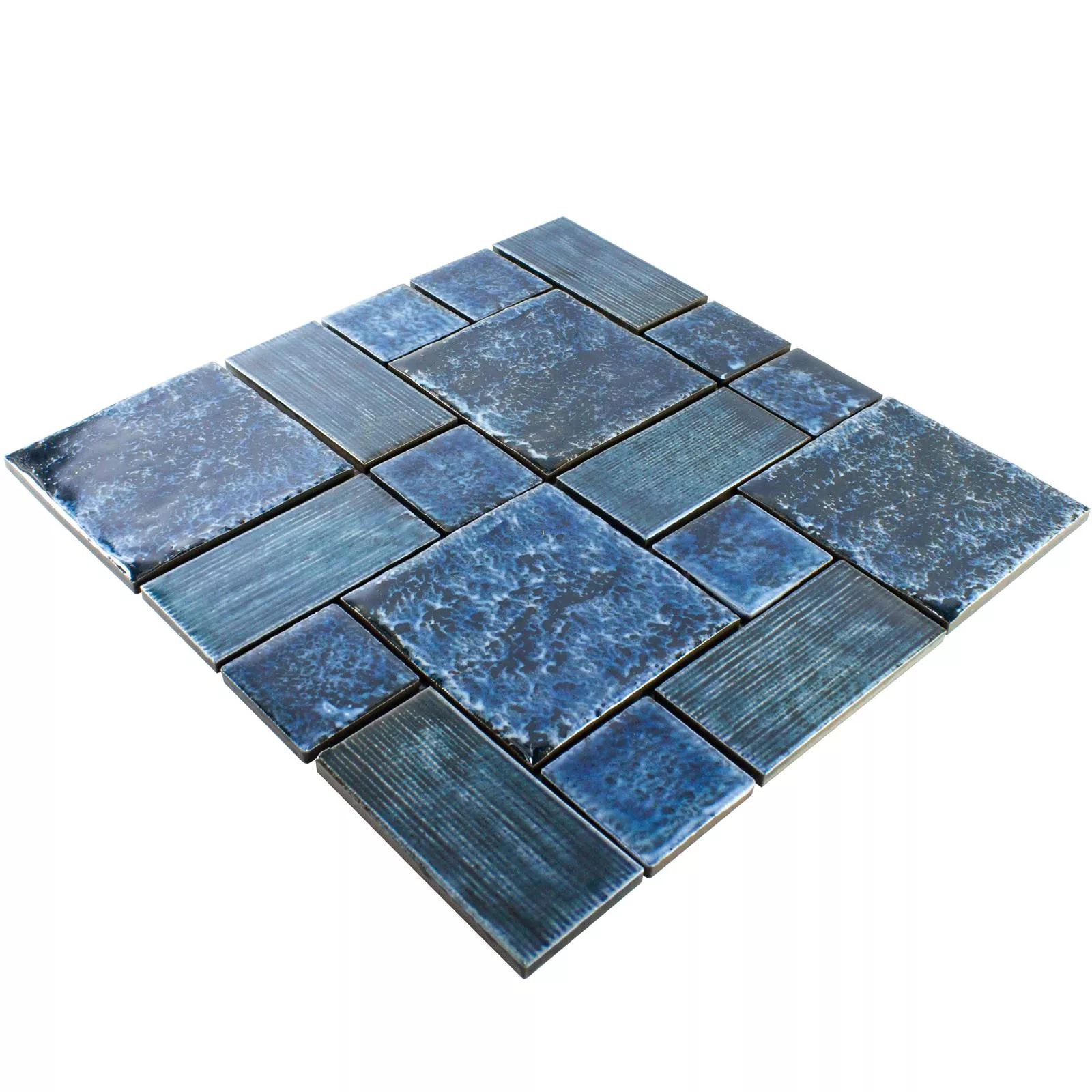 Sample Ceramic Mosaic Tile Bangor Glossy Cyan Mix