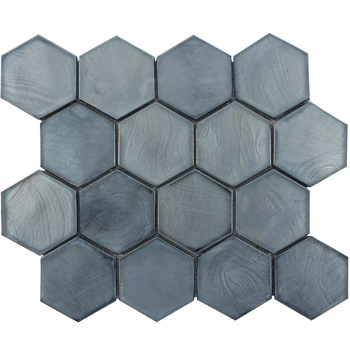 Sample Glasmozaïek Tegels Andalucia Hexagon Zwart