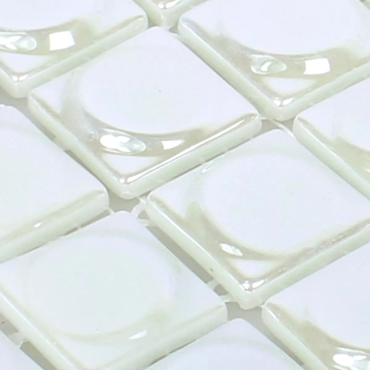Padrão de Mosaico De Vidro Azulejos Accra Branco 3D Em Volta