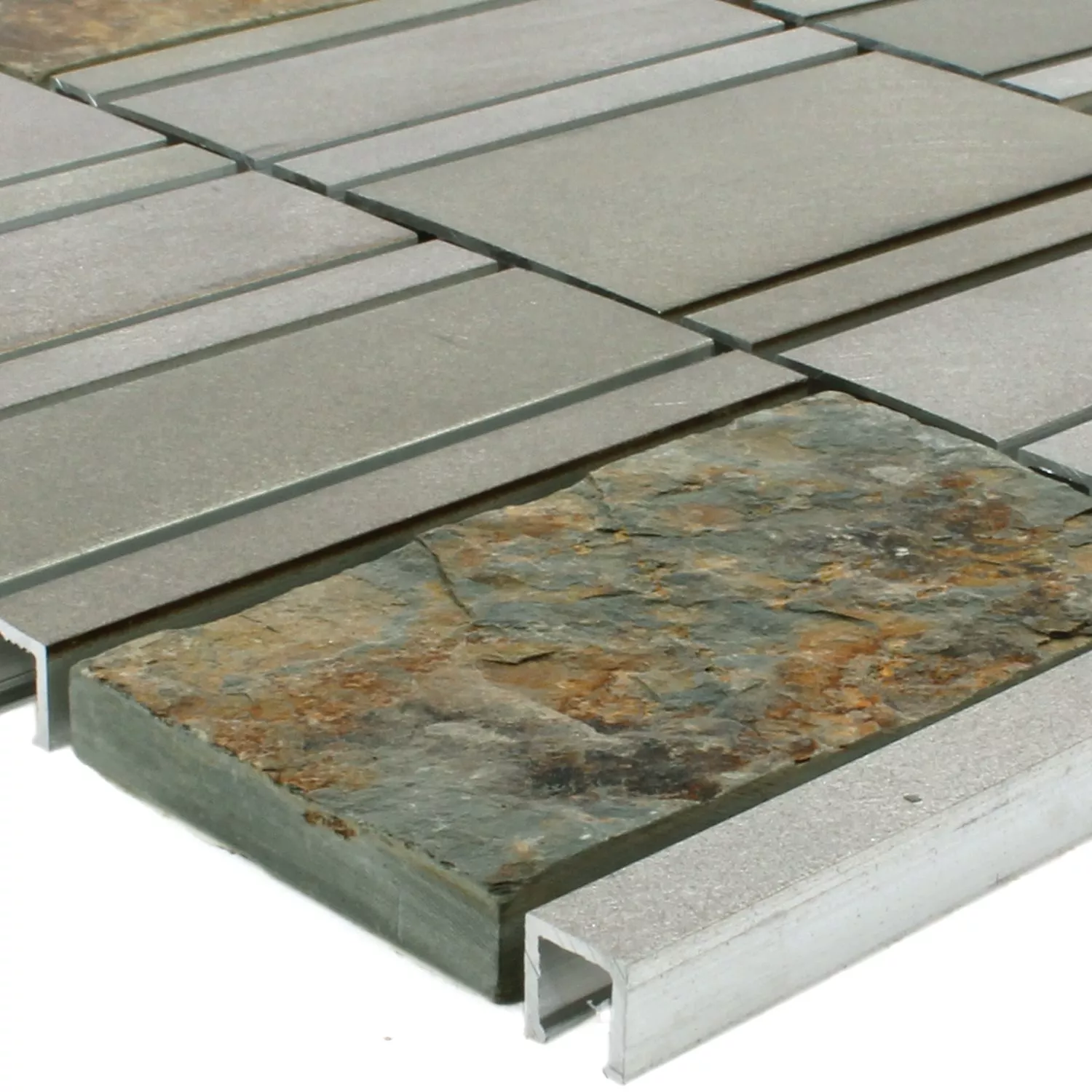 Sample Mosaic Tiles Natural Stone Aluminium Avanti Brown
