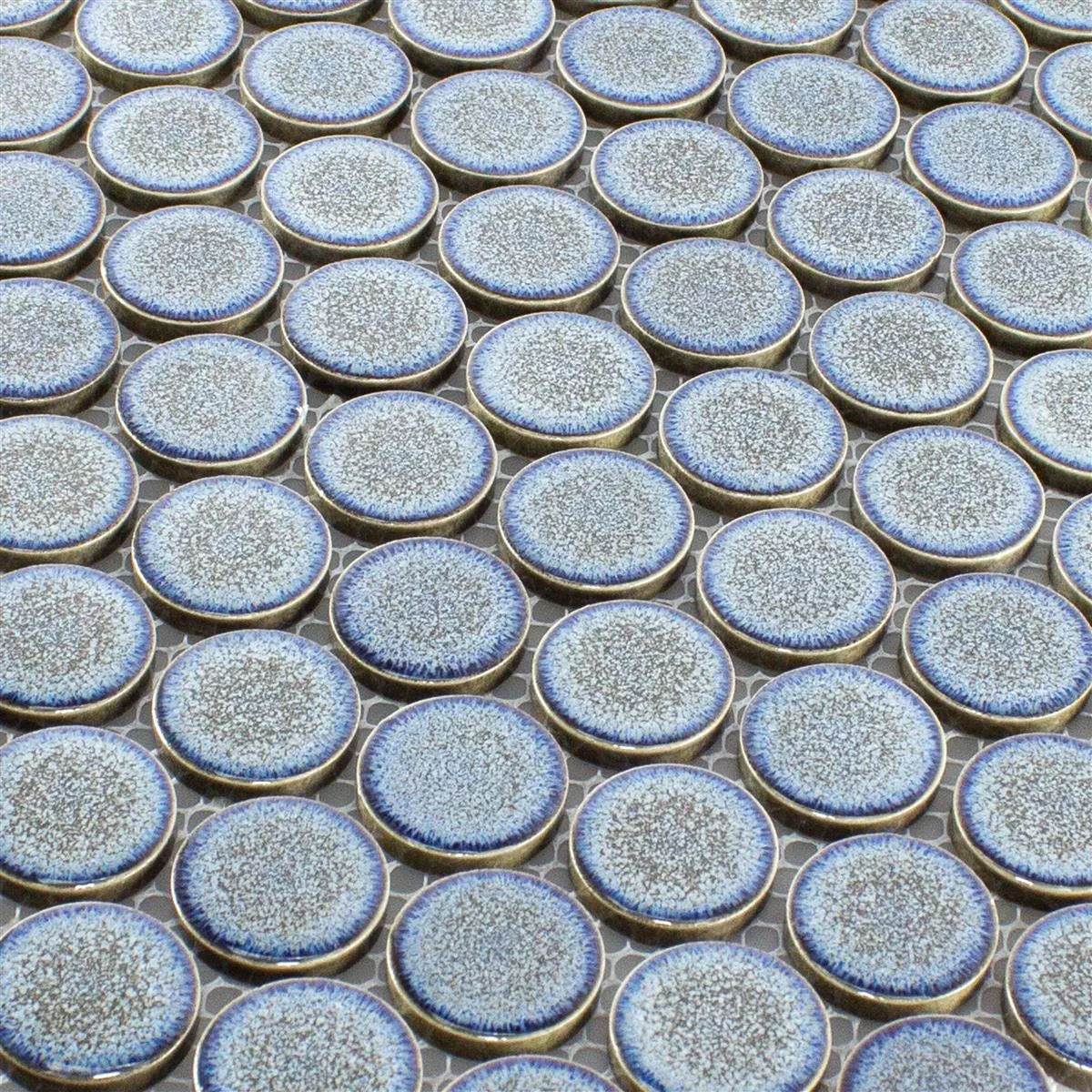 Ceramic Button Mosaic Tiles Mission Bluegrey