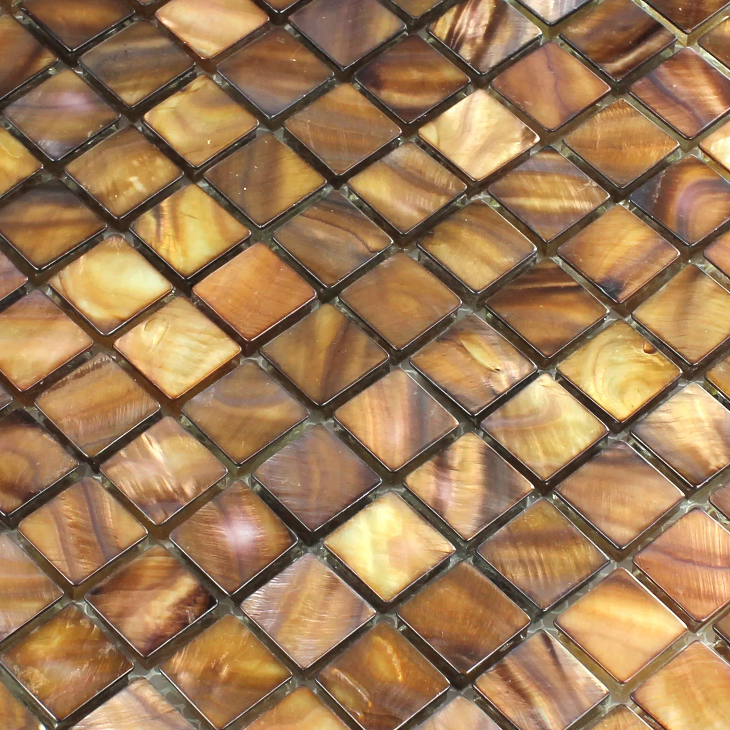 Mønster fra Mosaikkfliser Glass Perlemor Effekt Brun Gull 