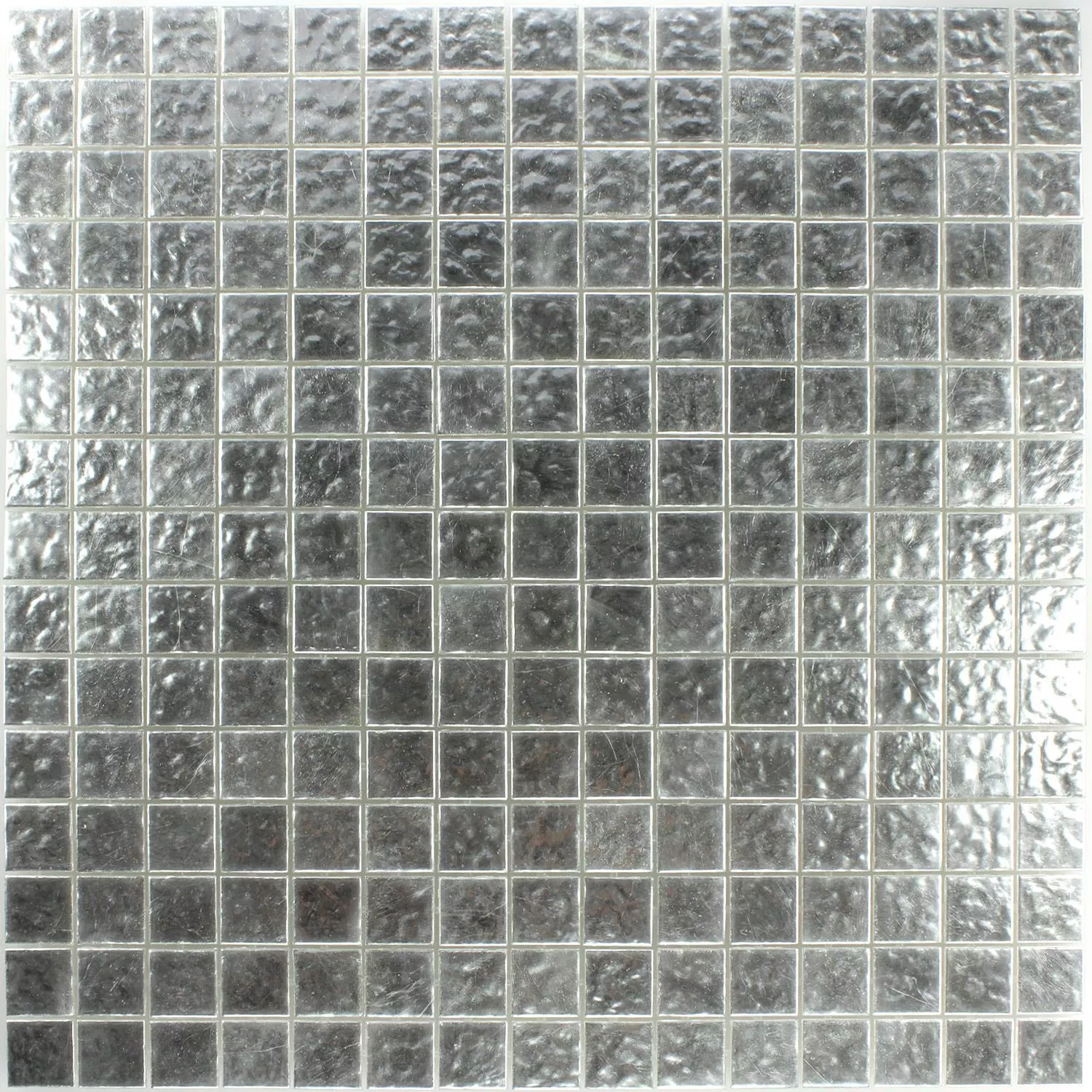 Azulejo Mosaico Trend-Vi Vidro Branco Ouro 24 Quilate Ondulado 2x2cm