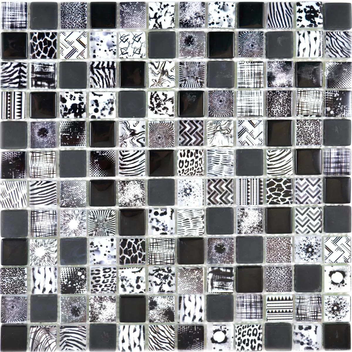 Mozaika Szklana Płytki Cornelia Retro Optyka Czarny