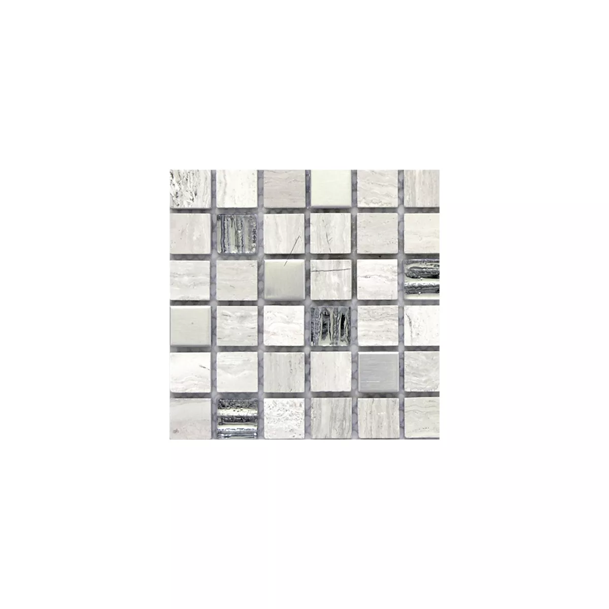 Muster von Glas Stein Stahl Mosaikfliesen Elektra Grau Quadrat 