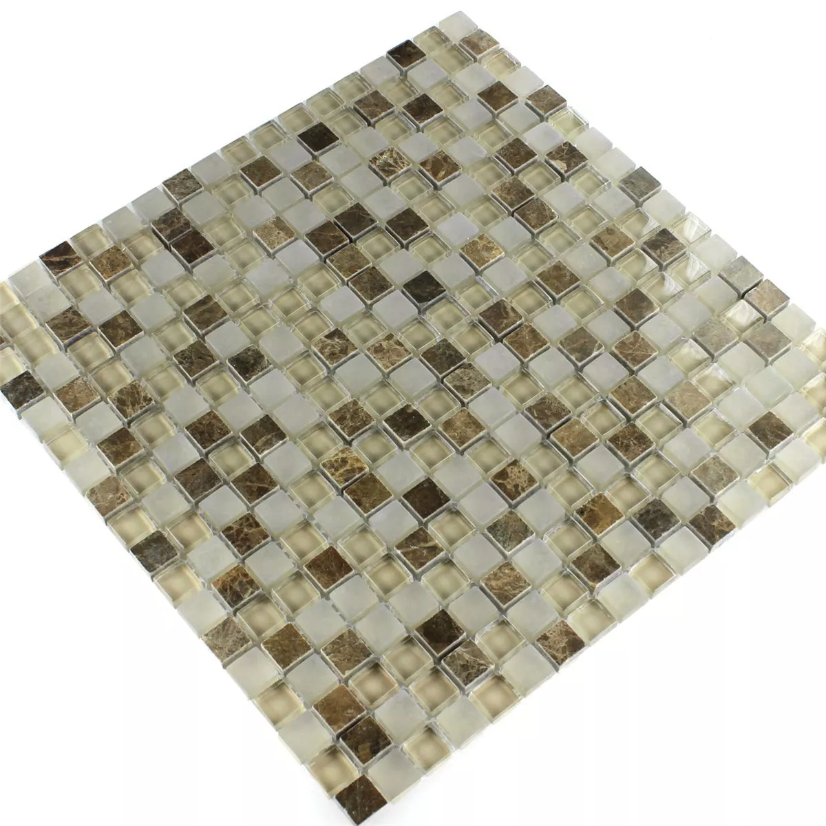 Plăci De Mozaic Sticlă Marmură Quebeck Maro 15x15x8mm