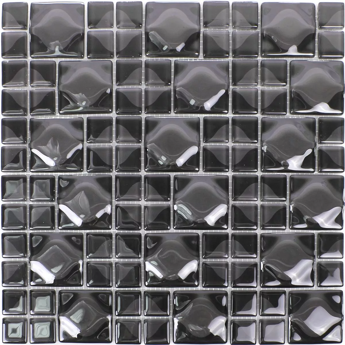 Sample Glass Mosaic Tiles Nokta Black Grey 3D