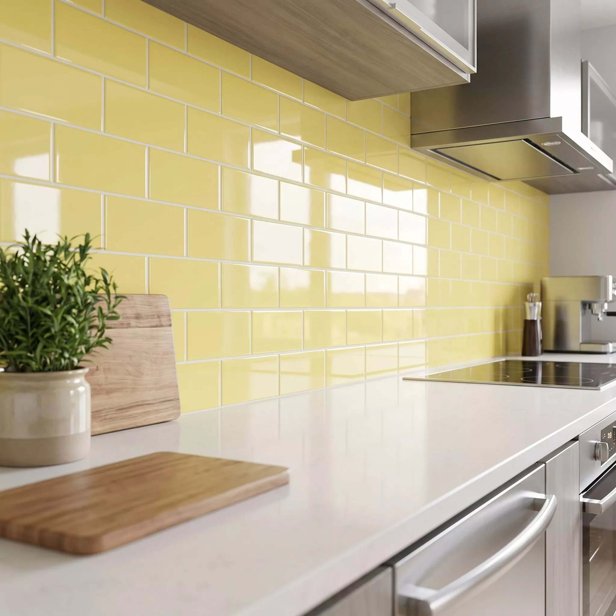 Metro tile Yellow Glossy 7,5x15 cm Without Facet Vivid Amarillo