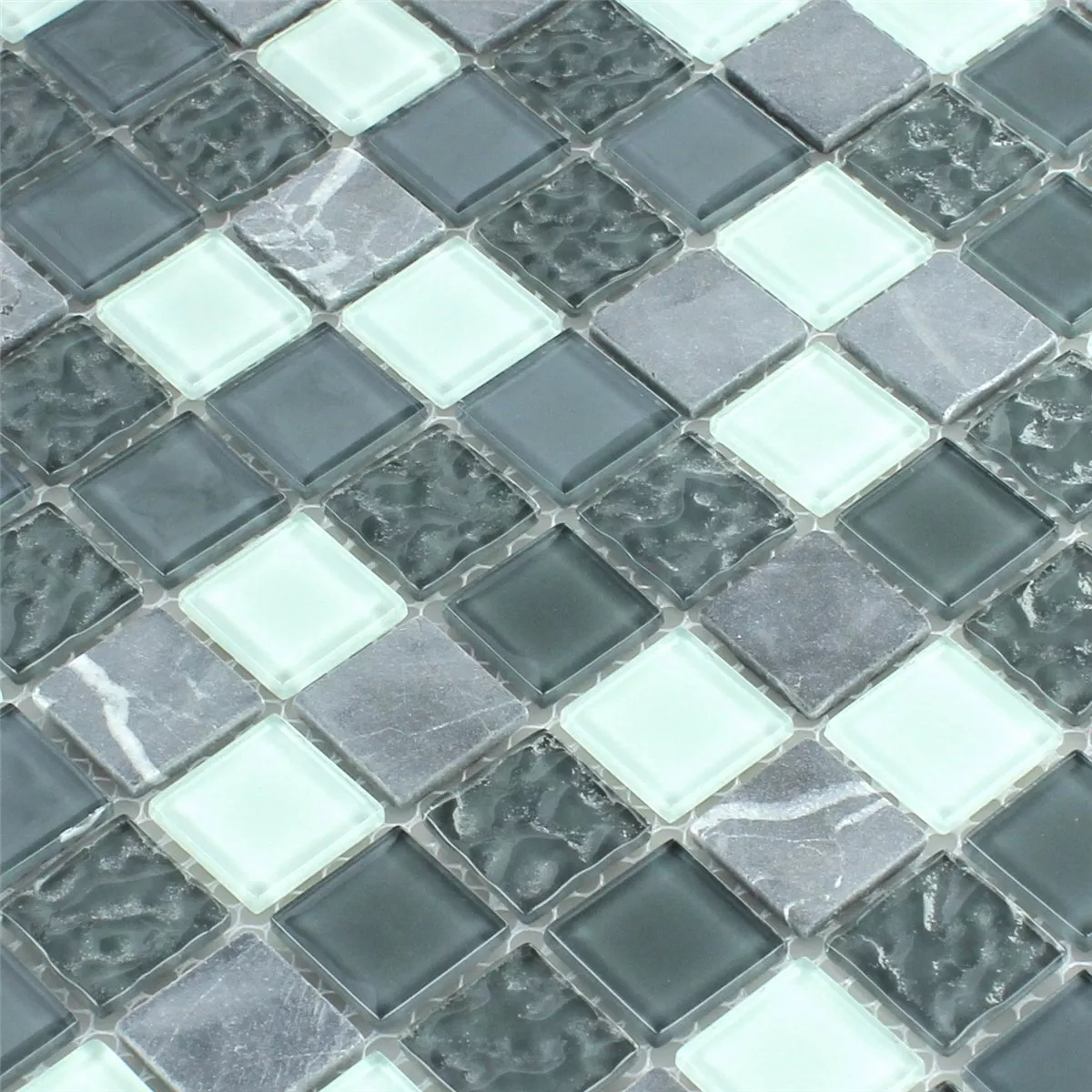Plăci De Mozaic Sticlă Marmură Gri 25x25x4mm