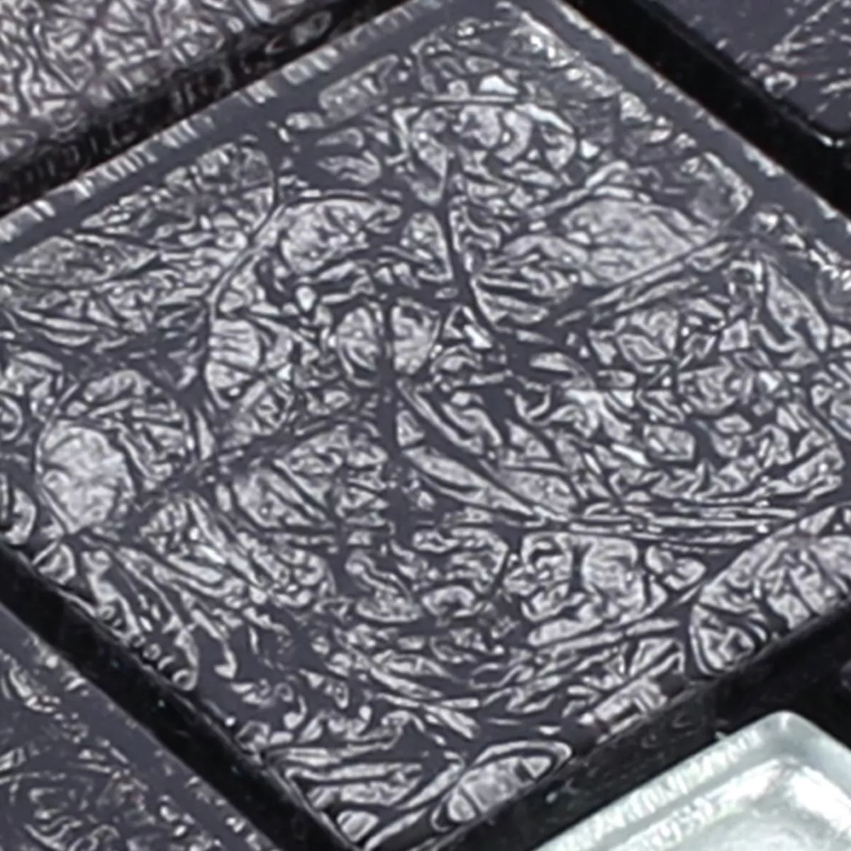 Uzorak Stakleni Mozaik Pločice Curlew Crna Srebrna ix