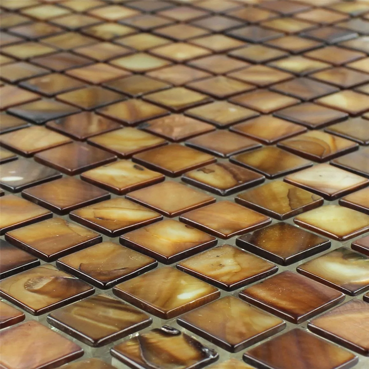 Próbka Mozaika Szkło Masa Perłowa Efekt Brązowy Złoto 