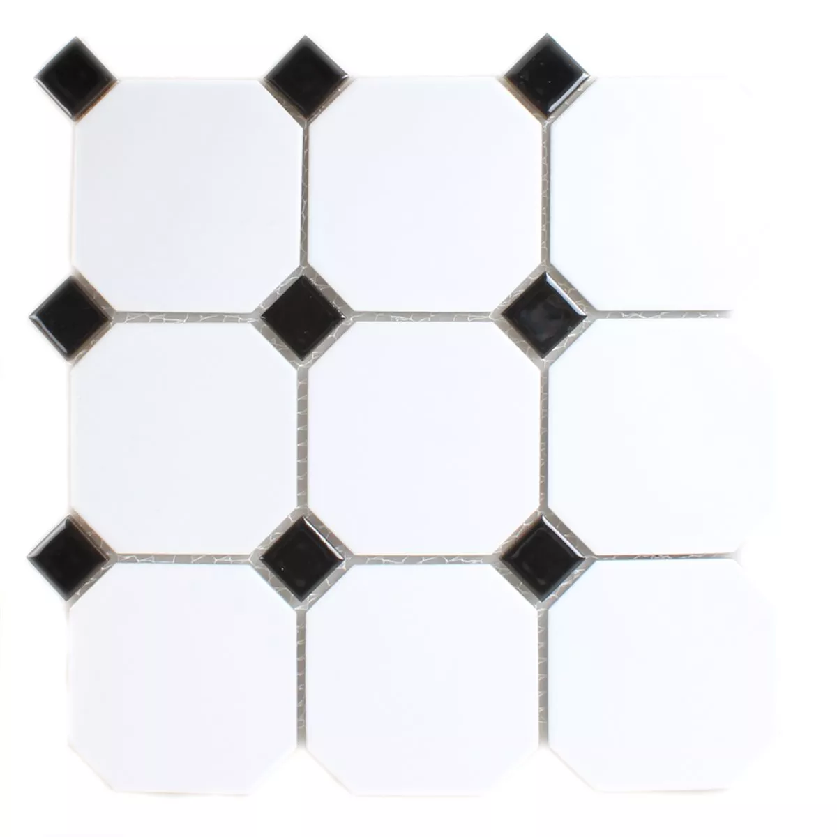 Vzorek Mozaiková Dlaždice Keramika Osmiúhelník Bílá Černá Mix
