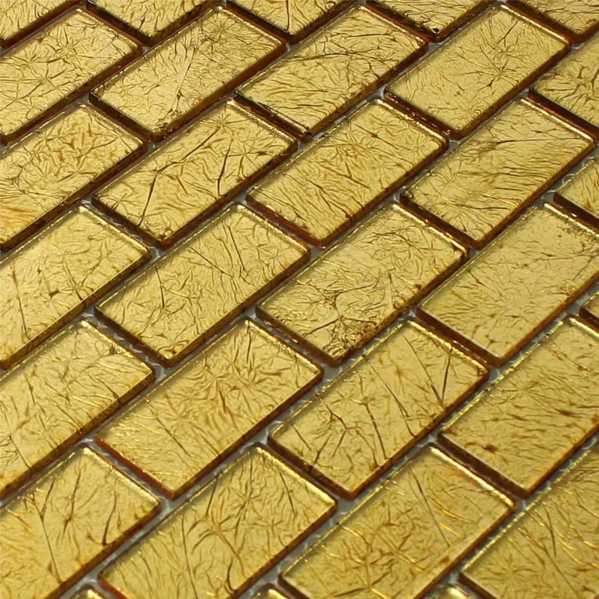 Plăci De Mozaic Sticlă Brick Cristal Aur Structurat