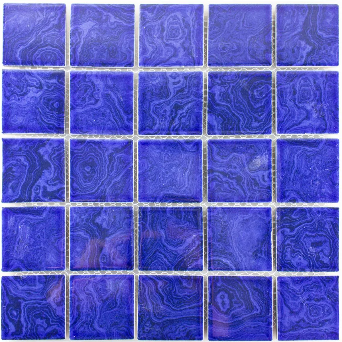 Keramik Mosaik Fliser David Marine Blå Uni