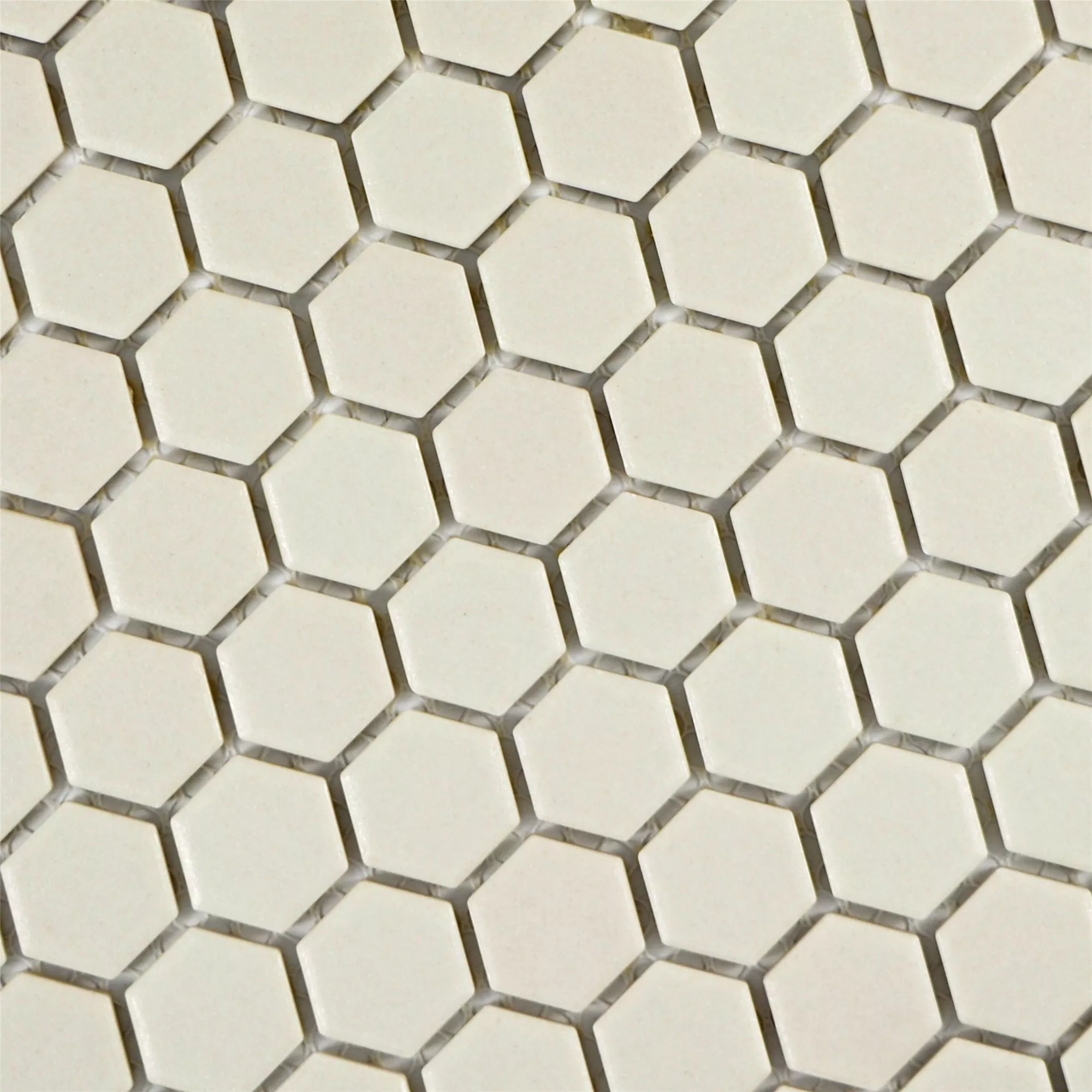 Sample Ceramic Mosaic Tiles Hexagon Zeinal Unglazed Light Beige R10B