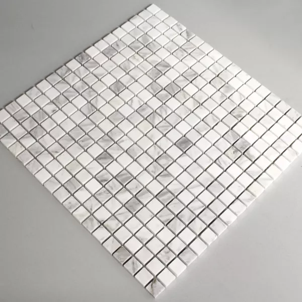 Mosaiikki Laatat Marmori 15x15x8mm Valkoinen Kiiltävä