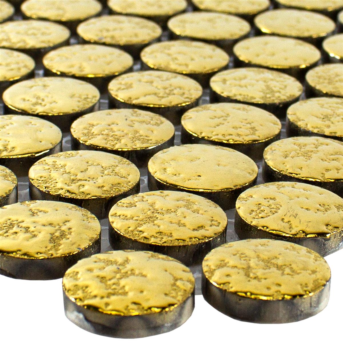 Ceramic Button Effect Mosaic Tiles Meneksche Gold